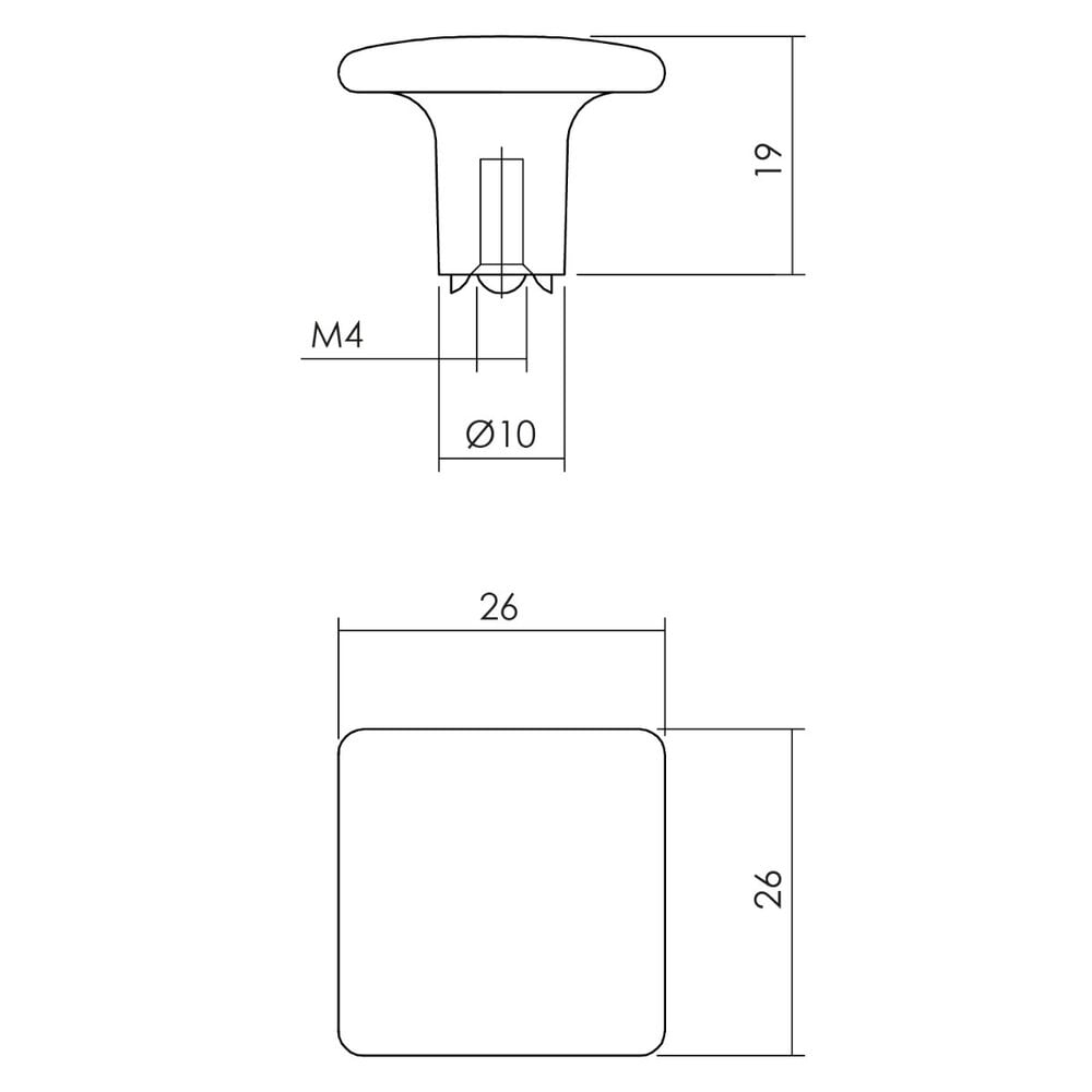 Intersteel Meubelknop vierkant 26 x 26mm mat zwart