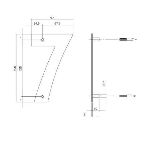 Intersteel Huisnummer 7 150x2mm geborsteld RVS