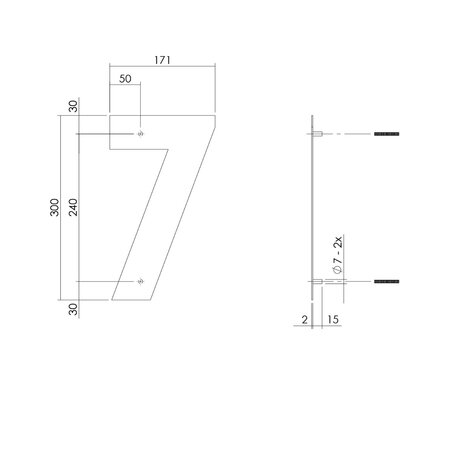 Intersteel Huisnummer 7 XL hoogte 30 cm geborsteld RVS Intersteel Huisnummer 7 XL hoogte 30 cm geborsteld RVS