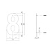Intersteel Huisnummer 8 XL hoogte 30 cm geborsteld RVS