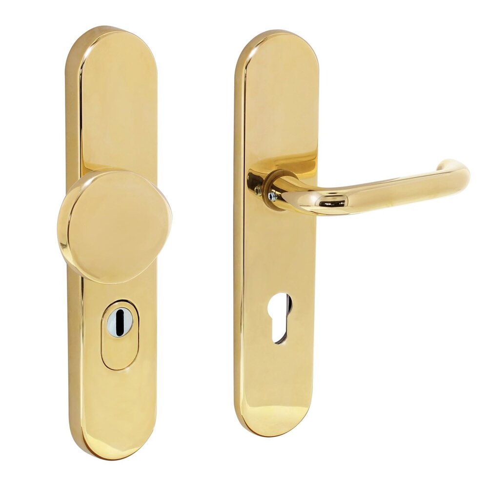 Intersteel Veiligheidsbeslag SKG3 ovaal kerntrekbeveiliging profielcilincergat 72mm messing ongelakt voordeurbeslag Intersteel Veiligheidsbeslag SKG3 ovaal kerntrekbeveiliging profielcilincergat 72mm messing ongelakt voordeurbeslag