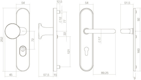 Intersteel Veiligheidsbeslag SKG3 ovaal kerntrekbeveiliging profielcilincergat 72mm messing ongelakt voordeurbeslag Intersteel Veiligheidsbeslag SKG3 ovaal kerntrekbeveiliging profielcilincergat 72mm messing ongelakt voordeurbeslag