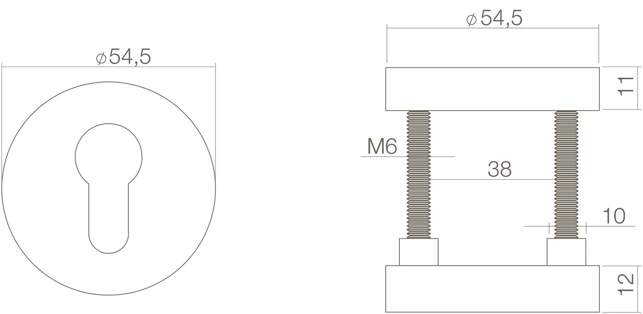Intersteel Veiligheidsrozet SKG3 rond messing ongelakt