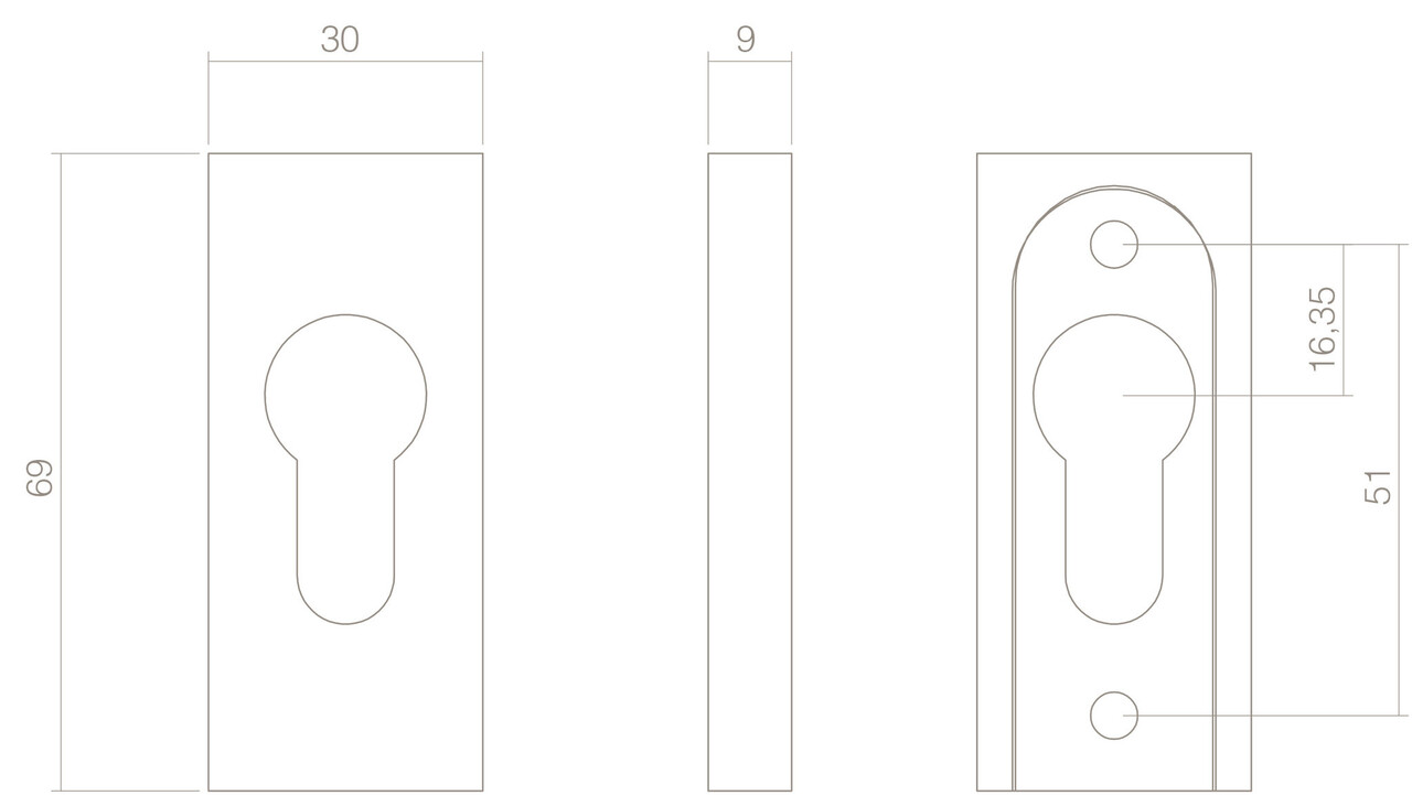 Intersteel Veiligheid-schuifrozet rechthoekig geborsteld RVS