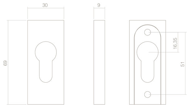 Intersteel Veiligheid-schuifrozet rechthoekig geborsteld RVS