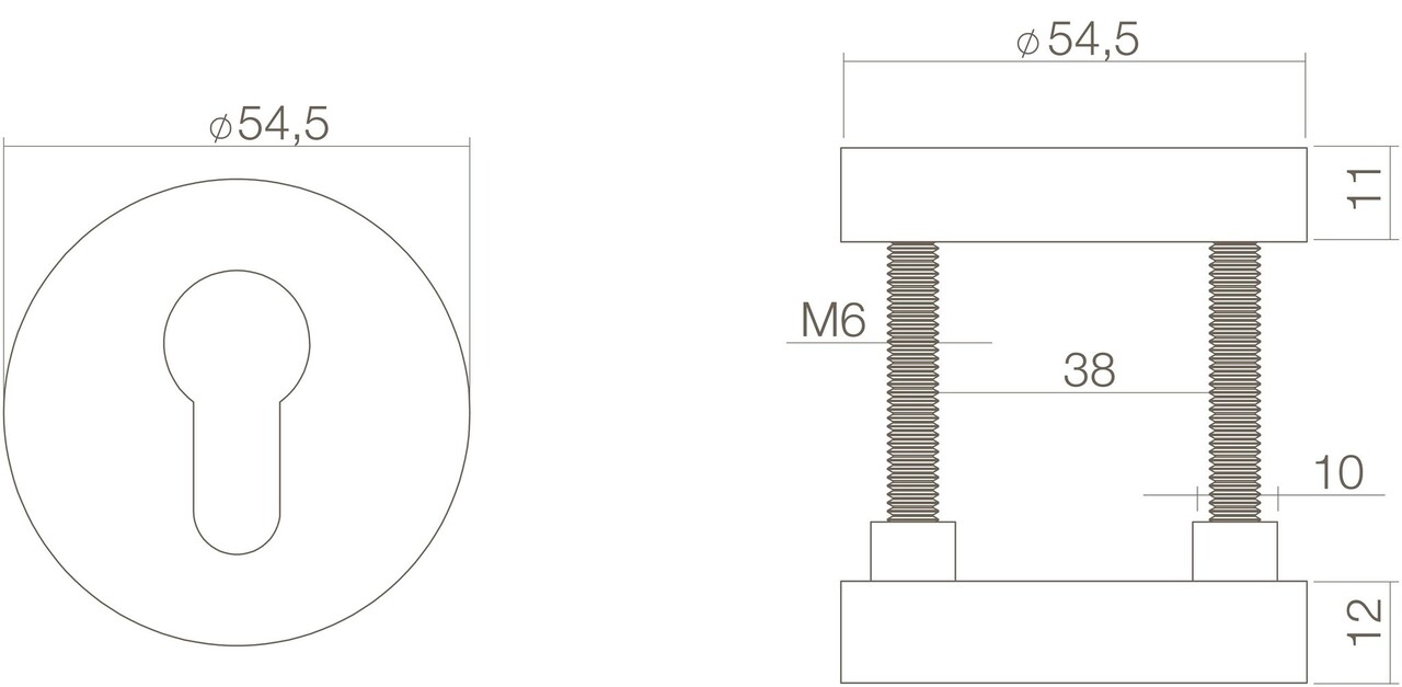 Intersteel Veiligheidsrozet SKG3 rond messing getrommeld Intersteel Veiligheidsrozet SKG3 rond messing getrommeld