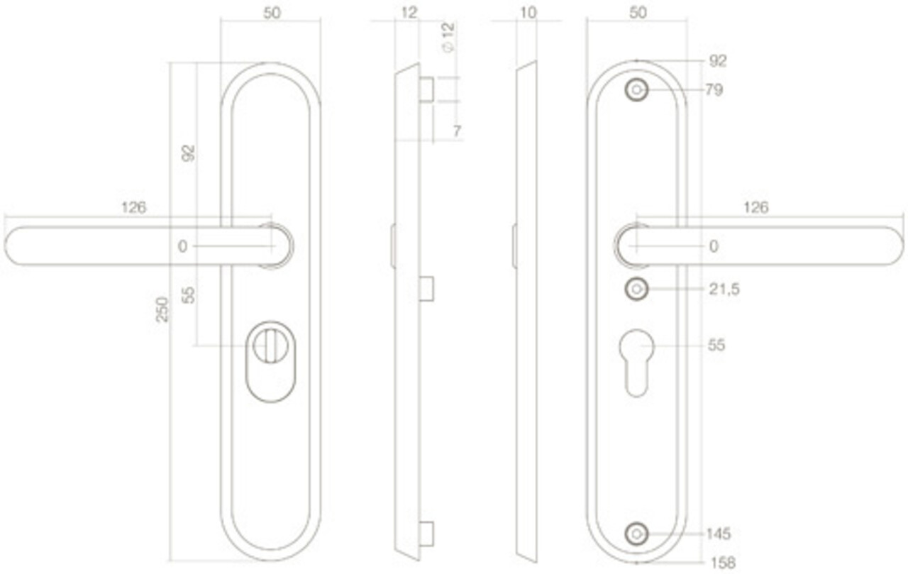 Intersteel Veiligheidsbeslag SKG3 ovaal kerntrekbeveiliging profielcilincergat 55mm massief geborsteld RVS achterdeurbeslag