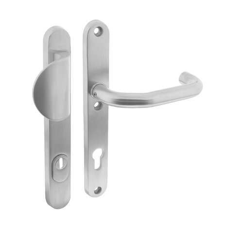 Intersteel Veiligheidsbeslag SKG3 ovaal smal schild kerntrekbeveiliging profielcilincergat 92mm massief geborsteld RVS voordeurbeslag