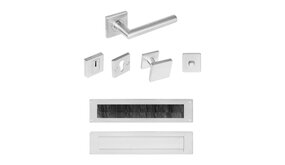 Intersteel Voordeurset veiligheidsbeslag SKG3 vierkant rozet kerntrekbeveiliging geborsteld RVS Intersteel Voordeurset veiligheidsbeslag SKG3 vierkant rozet kerntrekbeveiliging geborsteld RVS