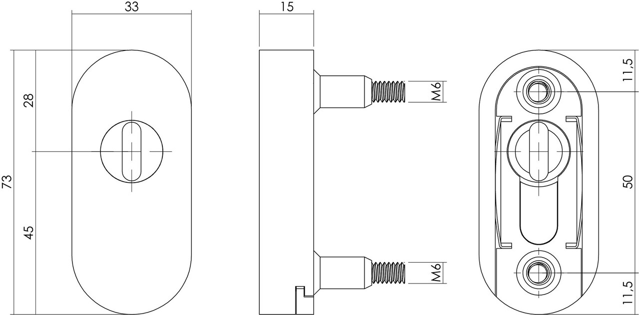 Intersteel Veiligheidsschuifrozet met kerntrekbeveiliging voor profieldeuren geborsteld RVS