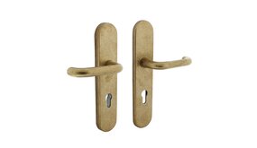 Intersteel Veiligheidsbeslag SKG3 ovaal kruk/kruk profielcilindergat 72mm messing getrommeld achterdeurbeslag Intersteel Veiligheidsbeslag SKG3 ovaal kruk/kruk profielcilindergat 72mm messing getrommeld achterdeurbeslag