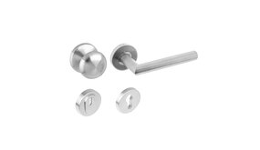 Intersteel Voordeurset veiligheidsbeslag SKG3 rond rozet kerntrekbeveiliging geborsteld RVS Intersteel Voordeurset veiligheidsbeslag SKG3 rond rozet kerntrekbeveiliging geborsteld RVS