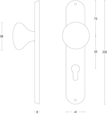 Intersteel Deurknop Paddenstoel op schild cilindergat 55mm geborsteld RVS Intersteel Deurknop Paddenstoel op schild cilindergat 55mm geborsteld RVS