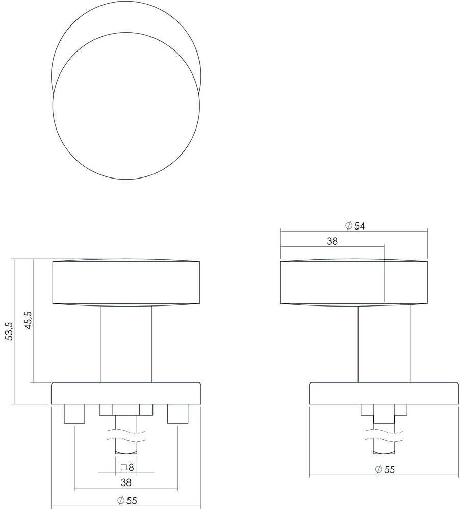 Intersteel Deurknop rond verkropt geborsteld RVS Intersteel Deurknop rond verkropt geborsteld RVS