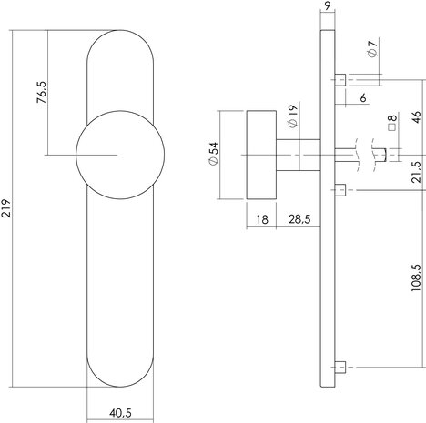 Intersteel Deurknop op schild blind geborsteld RVS Intersteel Deurknop op schild blind geborsteld RVS