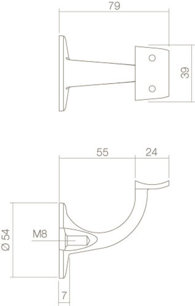 Intersteel Trapleuning houder achterplaat hol zadel geborsteld RVS