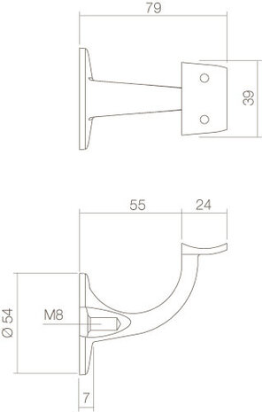 Intersteel Trapleuning houder achterplaat hol zadel geborsteld RVS