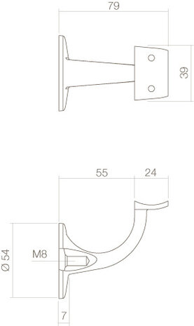 Intersteel Trapleuning houder hol zadel opschroevend geborsteld RVS