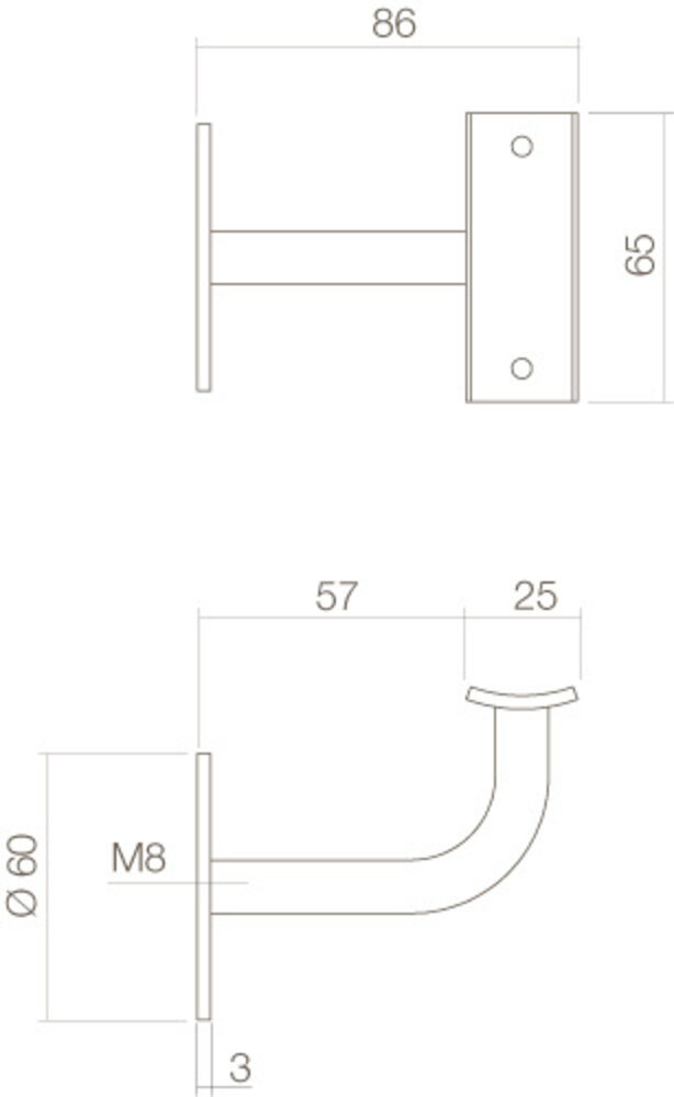 Intersteel Trapleuning houder vlak zadel geborsteld RVS
