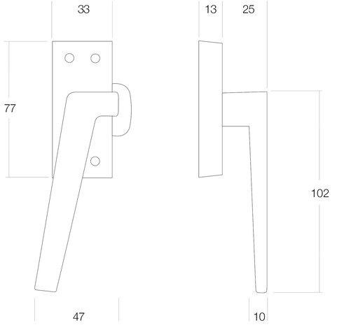 Intersteel Raamsluiting met nok links chroom Intersteel Raamsluiting met nok links chroom