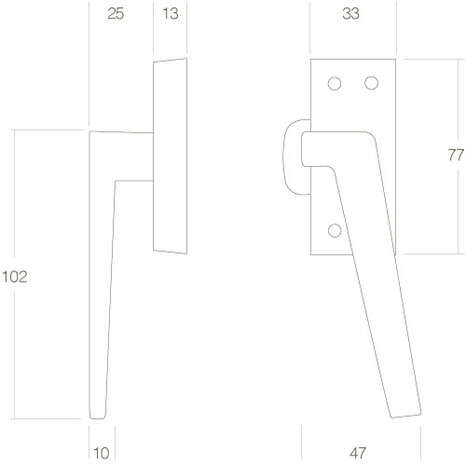 Intersteel Raamsluiting met nok rechts chroom Intersteel Raamsluiting met nok rechts chroom