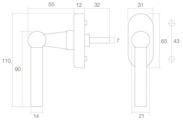 Intersteel Raamsluiting L-model messing getrommeld