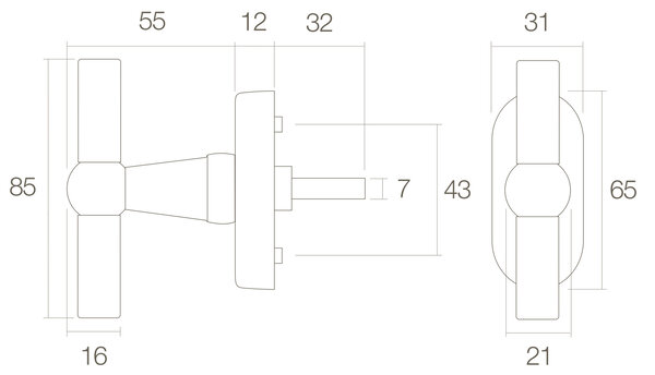 Intersteel Raamsluiting T-model messing getrommeld Intersteel Raamsluiting T-model messing getrommeld