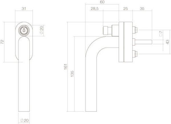 Intersteel Raamsluiting recht afsluitbaar SKG2 geborsteld RVS Intersteel Raamsluiting recht afsluitbaar SKG2 geborsteld RVS