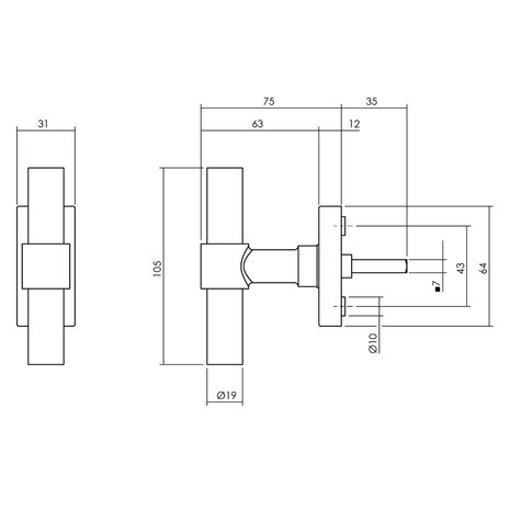 Intersteel Raamsluiting T-vorm recht op rechthoekige rozet zwart Intersteel Raamsluiting T-vorm recht op rechthoekige rozet zwart