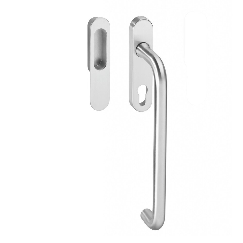 Intersteel Hef-/schuifdeurbeslag rond profielcilindergat geborsteld RVS Intersteel Hef-/schuifdeurbeslag rond profielcilindergat geborsteld RVS