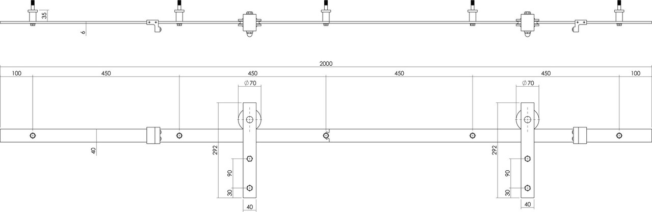 Intersteel Schuifdeur systeem Basic geborsteld RVS