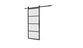 Intersteel DIY-schuifdeur Cubo zwart incl. matglas 2350x980x28mm + zwart schuifdeursysteem Basic Intersteel DIY-schuifdeur Cubo zwart incl. matglas 2350x980x28mm + zwart schuifdeursysteem Basic