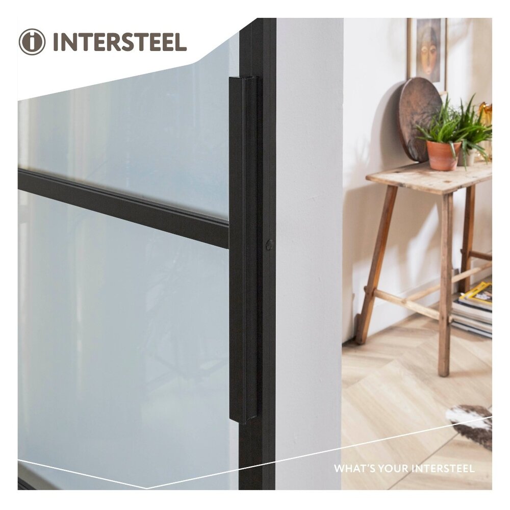 Intersteel DIY-schuifdeur Cubo zwart incl. transparant glas 2150x980x28mm + zwart schuifdeursysteem Basic Top