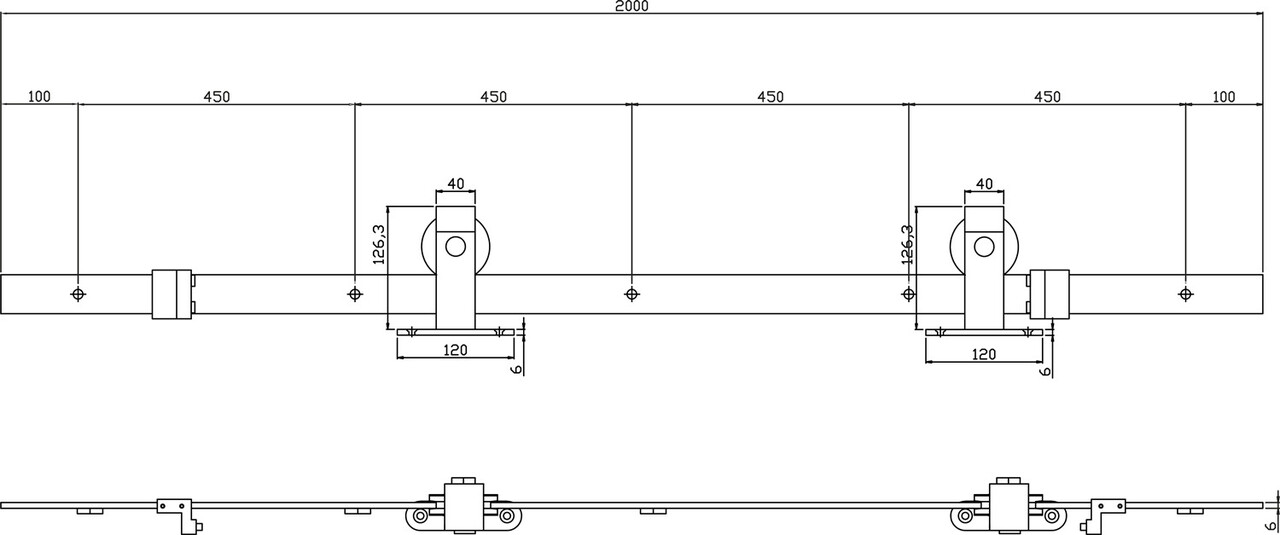 Intersteel DIY-schuifdeur Cubo zwart incl. transparant glas 2150x980x28mm + zwart schuifdeursysteem Basic Top