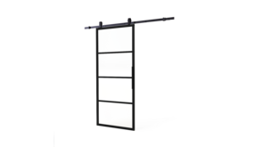 Intersteel DIY-schuifdeur Cubo zwart incl. transparant glas 2350x980x28mm + zwart schuifdeursysteem Basic Top Intersteel DIY-schuifdeur Cubo zwart incl. transparant glas 2350x980x28mm + zwart schuifdeursysteem Basic Top