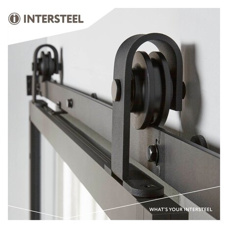 Intersteel DIY-schuifdeur Cubo zwart incl. transparant glas 2350x980x28mm + zwart schuifdeursysteem Basic Top