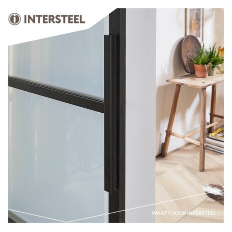 Intersteel DIY-schuifdeur Cubo zwart incl. transparant glas 2350x980x28mm + zwart schuifdeursysteem Basic Top