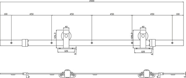 Intersteel DIY-schuifdeur Cubo zwart incl. matglas 2350x980x28mm + zwart schuifdeursysteem Basic Top