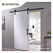 Intersteel DIY-schuifdeur Legno MDF wit gegrond 2115x930x38mm + zwart schuifdeursysteem Basic incl. schuifdeurkom en -greep