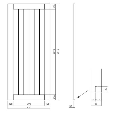 Intersteel DIY-schuifdeur Legno MDF wit gegrond 2115x930x38mm + zwart schuifdeursysteem Basic incl. schuifdeurkom en -greep