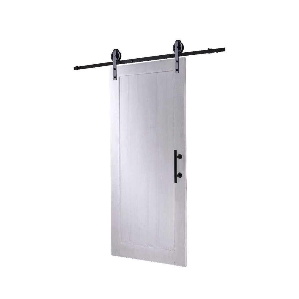 Intersteel DIY-schuifdeur Legno MDF wit gegrond 2115x930x38mm + zwart schuifdeursysteem Wheel incl. schuifdeurkom en -greep