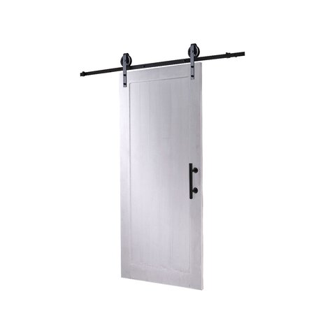 Intersteel DIY-schuifdeur Legno MDF wit gegrond 2115x930x38mm + zwart schuifdeursysteem Wheel incl. schuifdeurkom en -greep