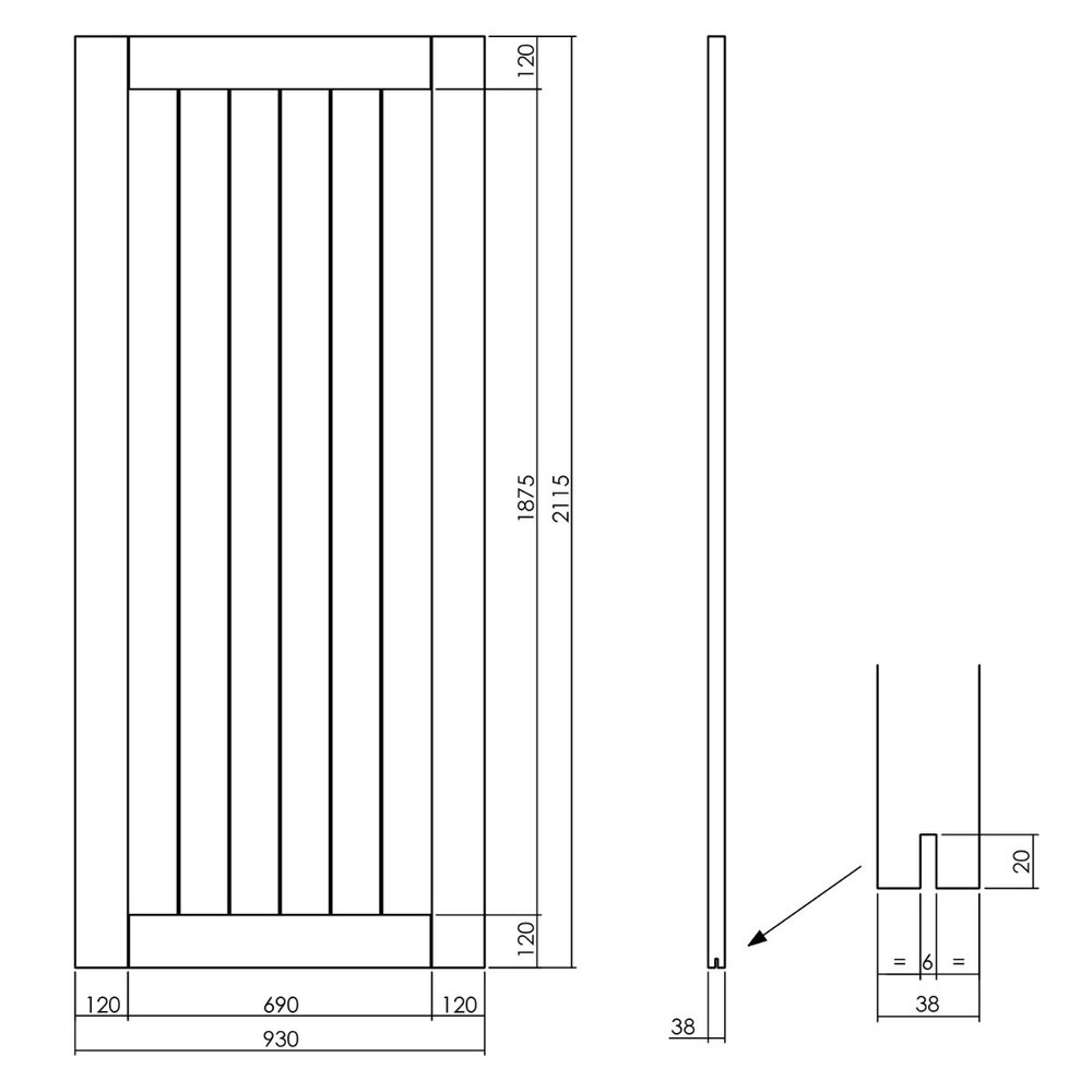 Intersteel DIY-schuifdeur Legno MDF wit gegrond 2115x930x38mm + zwart schuifdeursysteem Wheel incl. schuifdeurkom en -greep