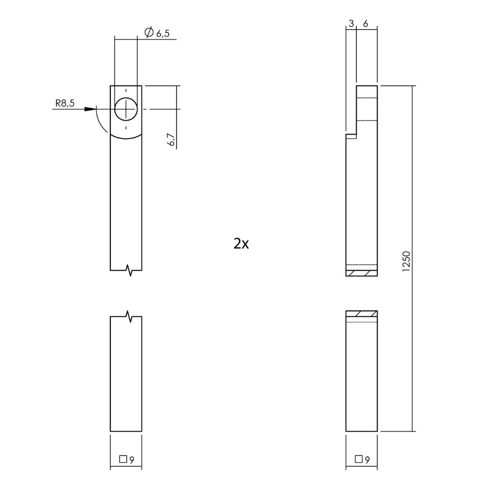 Intersteel Kruk-espagnolet rechts L-recht met stangenset 2 X 1245mm zwart Intersteel Kruk-espagnolet rechts L-recht met stangenset 2 X 1245mm zwart