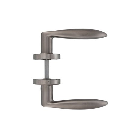 Intersteel Deurklink Massief afgerond geveerd op rozet 53x10 met ring geborsteld RVS Intersteel Deurklink Massief afgerond geveerd op rozet 53x10 met ring geborsteld RVS