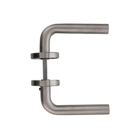 Intersteel Deurklink Recht geveerd op rozet 53x10mm met ring geborsteld RVS