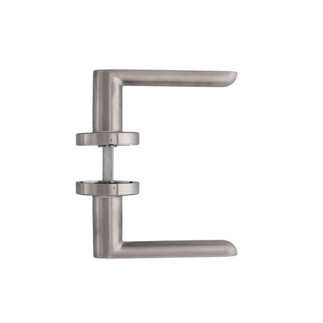 Intersteel Deurklink Massief strak-elegant geveerd op rozet 53x10 met ring geborsteld RVS