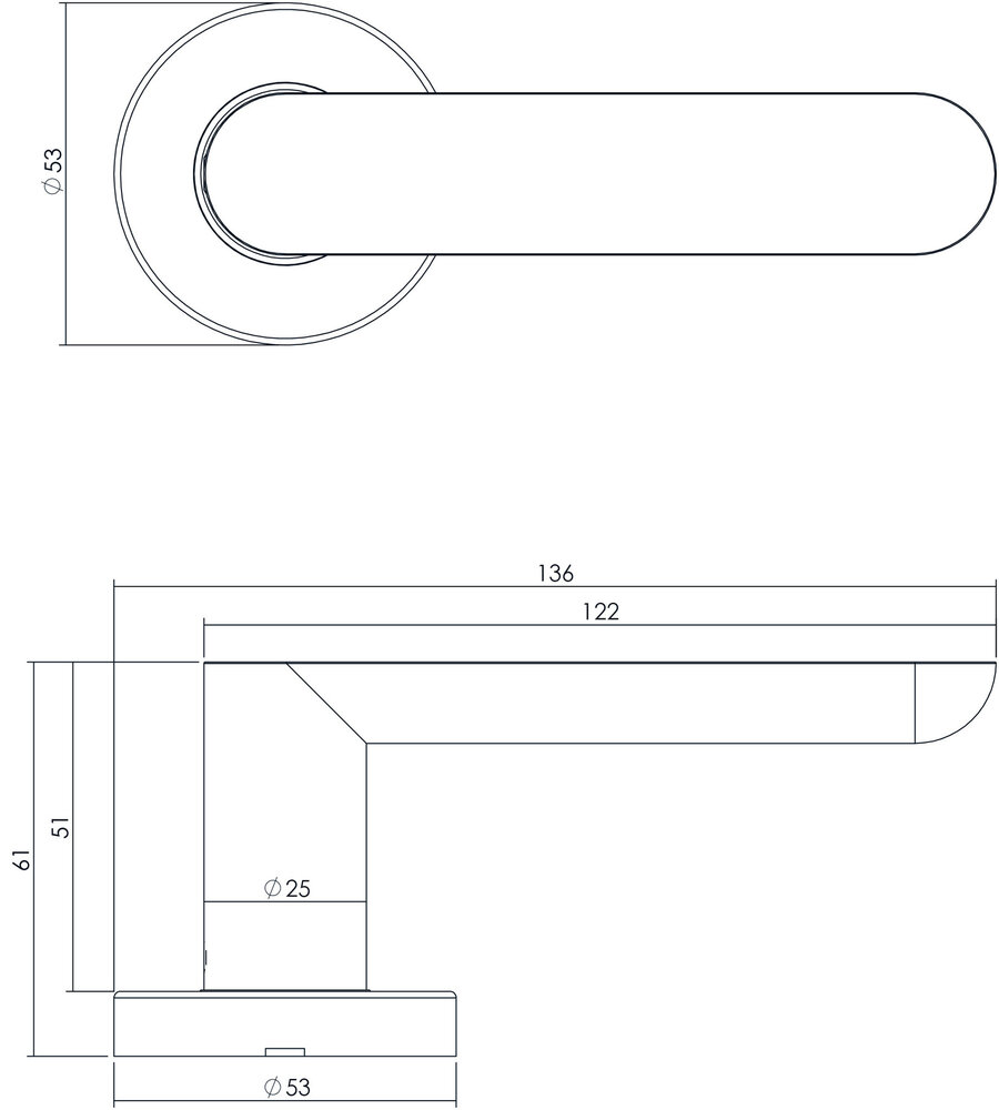 Intersteel Deurklink Massief strak-elegant geveerd op rozet 53x10 met ring geborsteld RVS