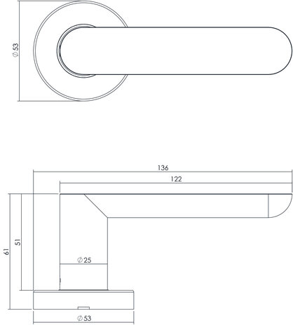 Intersteel Deurklink Massief strak-elegant geveerd op rozet 53x10 met ring geborsteld RVS