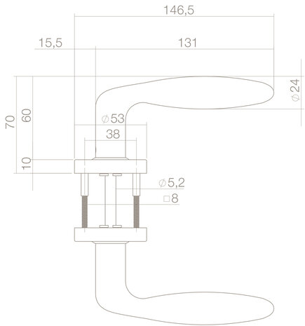 Intersteel Deurklink Jupiter geveerd op rozet 53x10 met ring geborsteld RVS